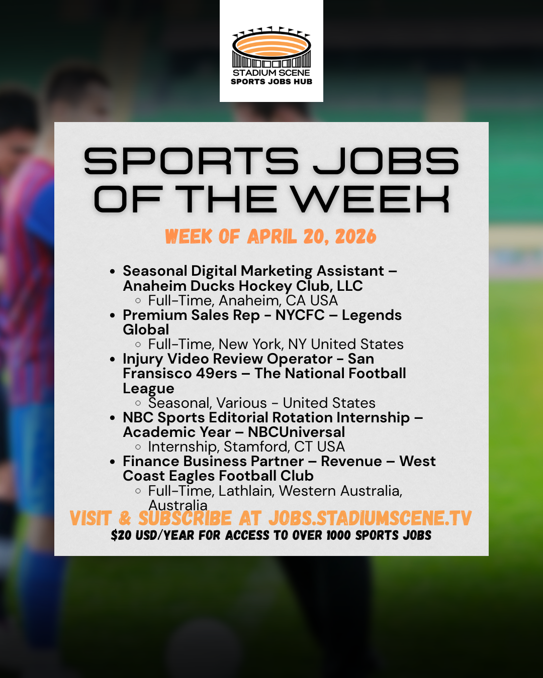 Sports Jobs Rundown - April 22, 2026