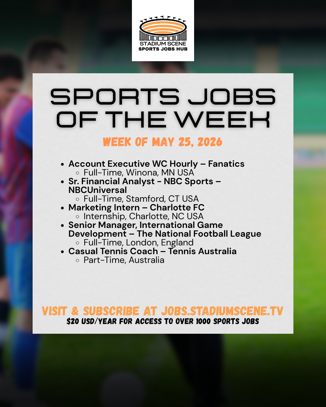 Sports Job of the Week - May 27, 2026