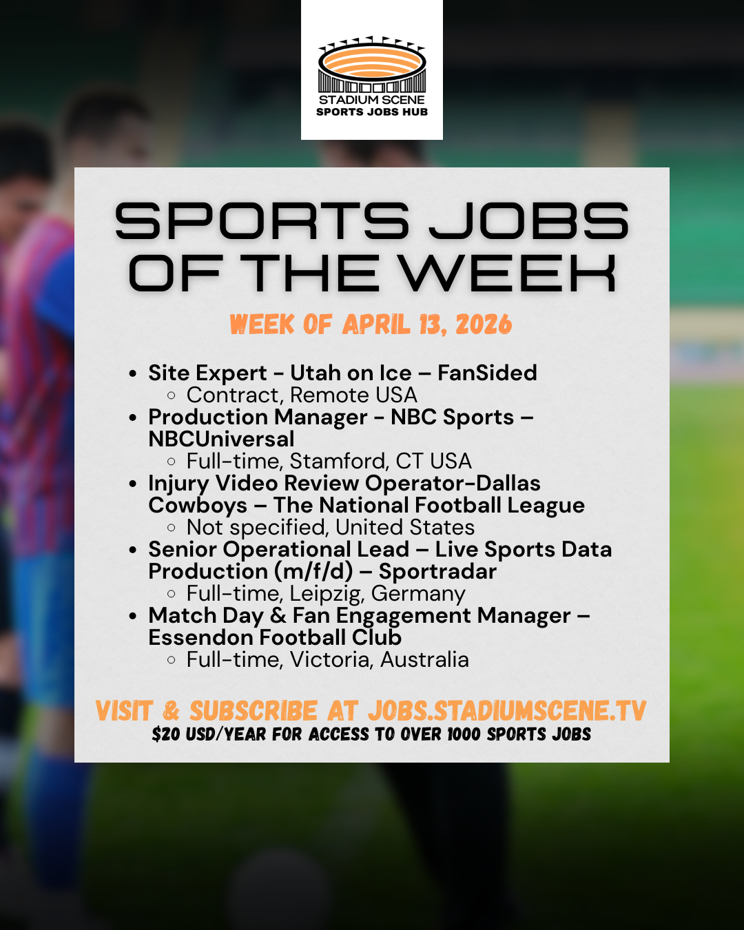 Sports Jobs Rundown - April 15, 2026