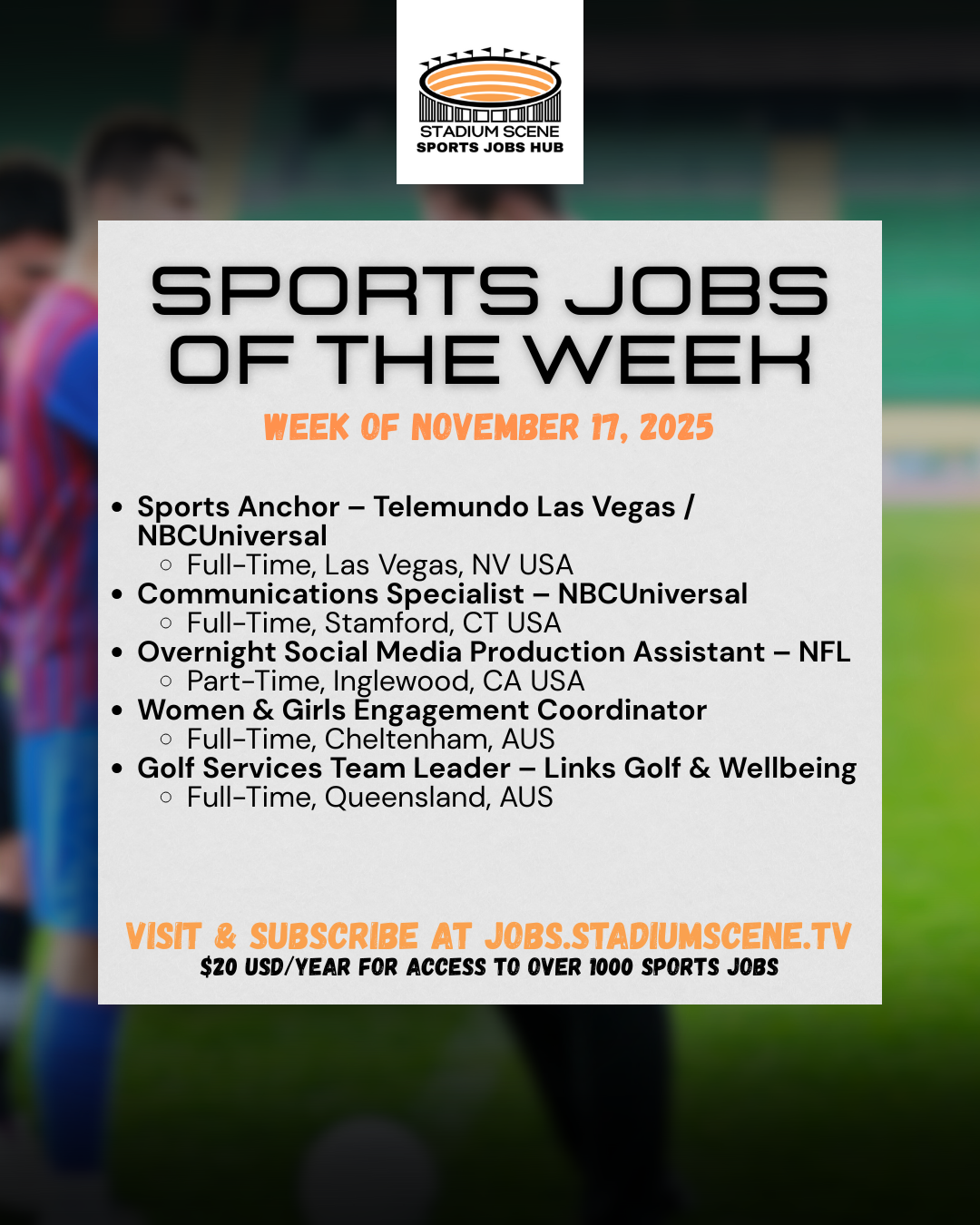 Sports Jobs Rundown - November 19, 2025 Picture