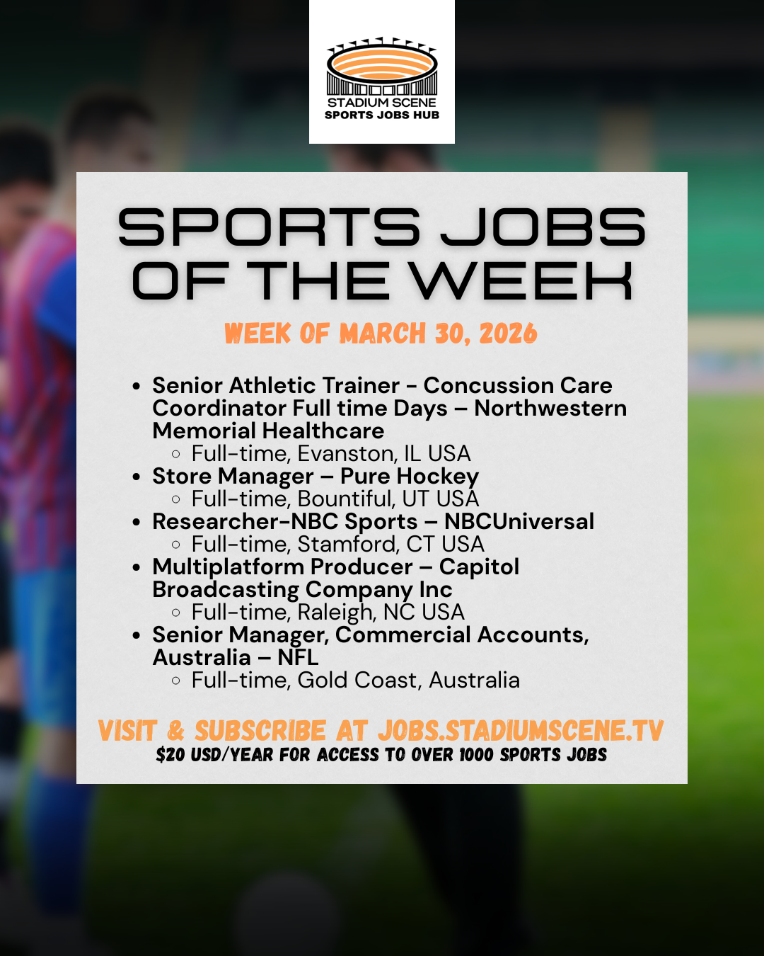 Sports Jobs Rundown - April 1, 2026